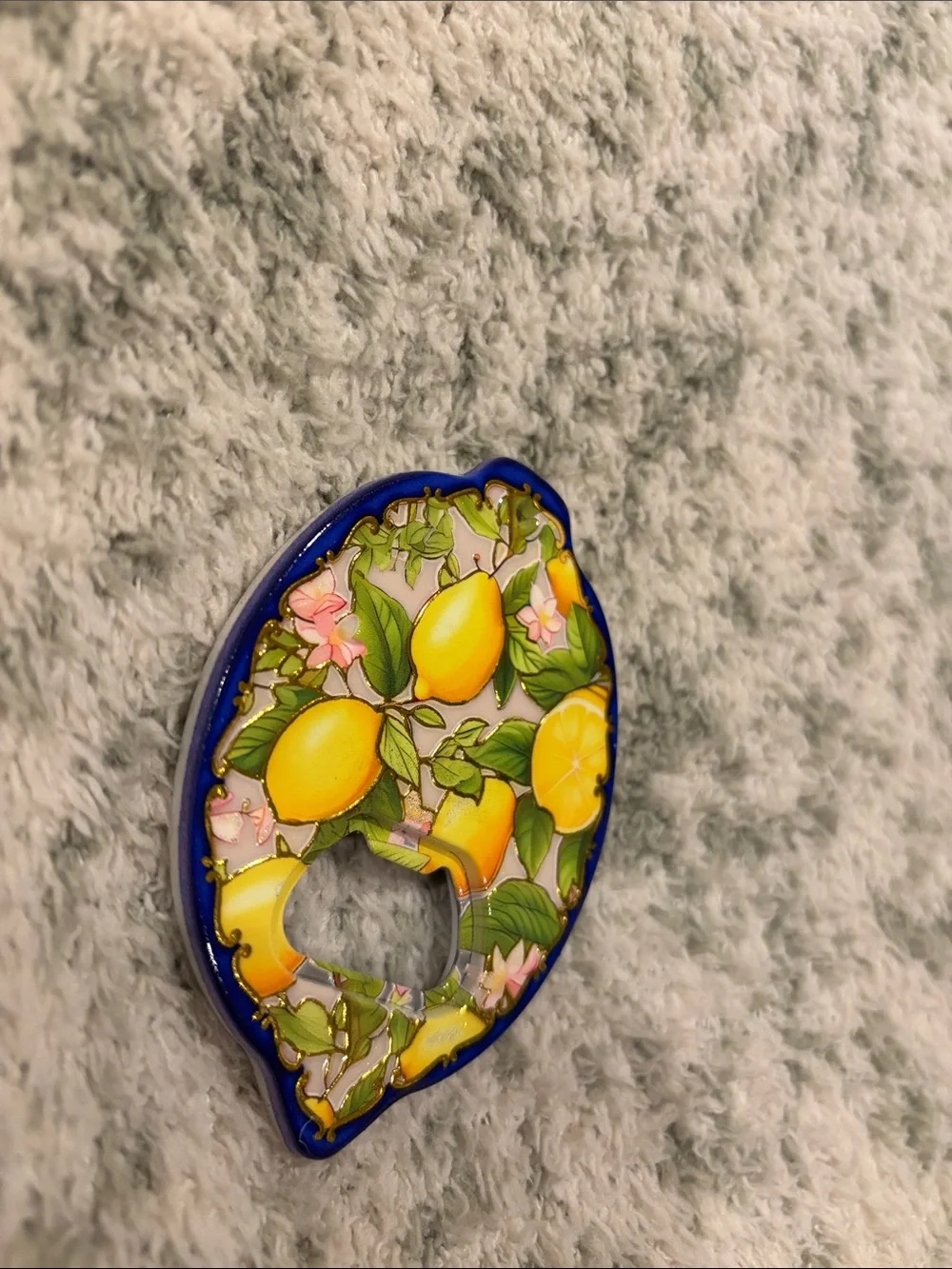 Lemon-Shaped Bottle Opener Pink Lemon Floral NWT 3.50”x2.50”